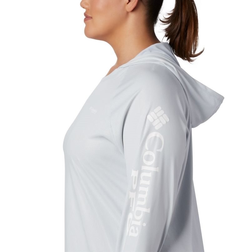 Women's Columbia PFG Tidal Deflector Hoodie Light Grey | Plus Size CA-P5A46